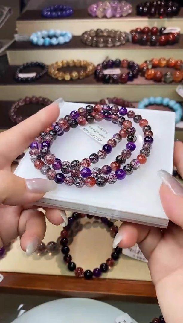 【闪购商品】水晶手链未镶嵌黑加仑超七多圈6m+