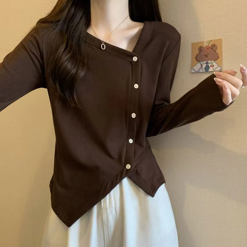 早秋新品女装薄款设计感小众设计感上衣胖mm大码打底衫长袖针织衫