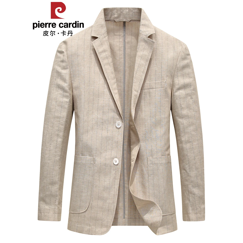 皮尔卡丹高端亚麻西服男士2025春夏季棉质单西小西装棉麻休闲外套