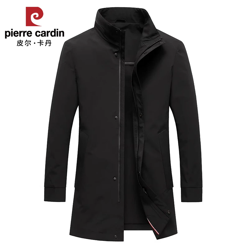 皮尔卡丹风衣男中长款休闲立领外套2025春秋新款商务简约男装上衣