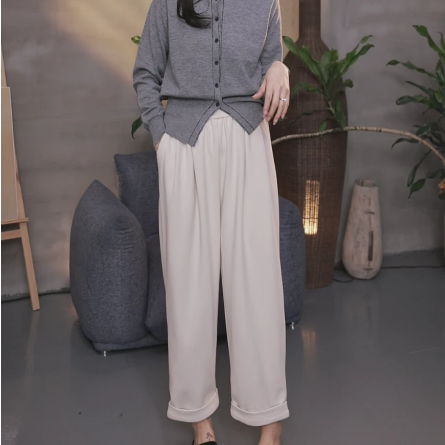 东倪原创抽绳休闲直筒裤修饰腿型百搭不挑人 84D3507