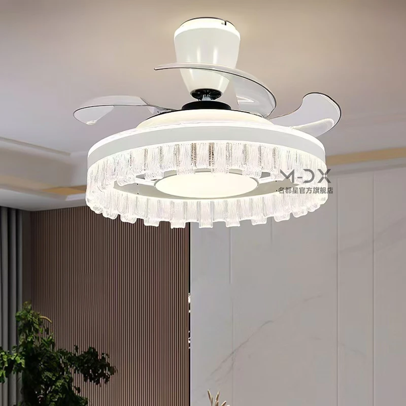 【名都星】卧室风扇灯象牙白一体全铜电机简约现代轻奢餐厅风扇吊灯