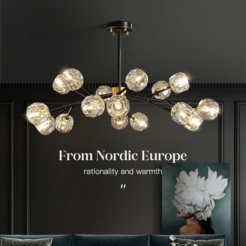 灯饰轻奢客厅水晶吊灯大气全铜后现代简约餐厅主卧室2025新款灯具