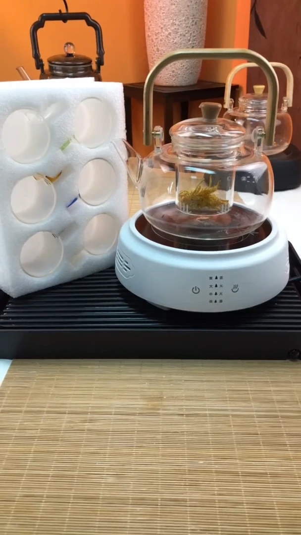 【闪购商品】紫砂高硼硅戈米白1500+胖胖壶+6杯
