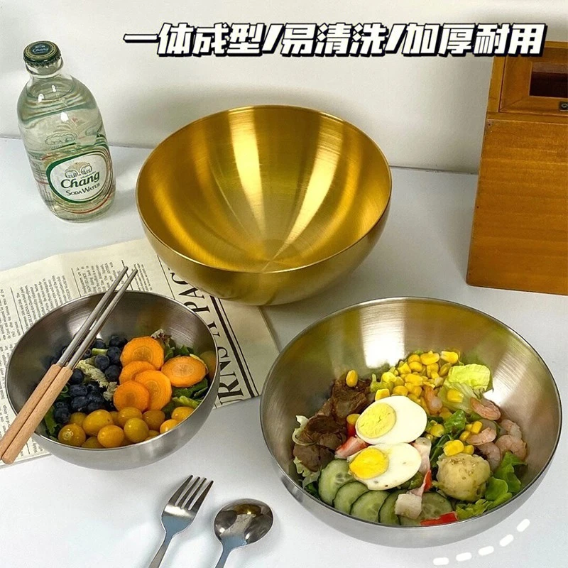 不锈钢冷面碗家用大碗沙拉碗泡面碗韩式拌饭碗拉面碗商用凉拌碗