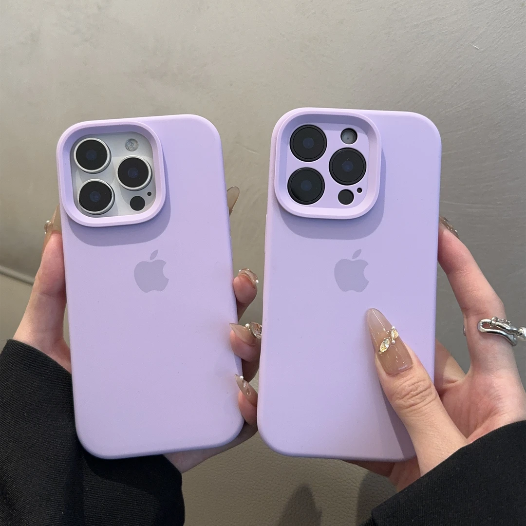 丁香紫适用苹果手机壳15液态硅胶iphone14简约13纯色1211