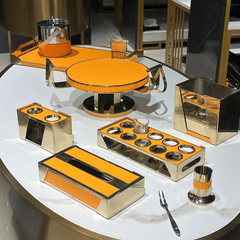 高端商务娱乐会所KTV摆台用品全套KTV果盘话筒架烟缸纸巾盒摆件