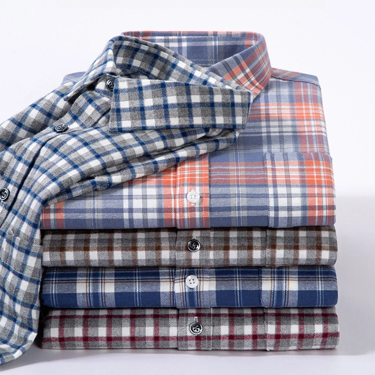 【专柜直发】男士轻奢纯棉衬衫长袖格纹气质商务百搭修身休闲衬衣