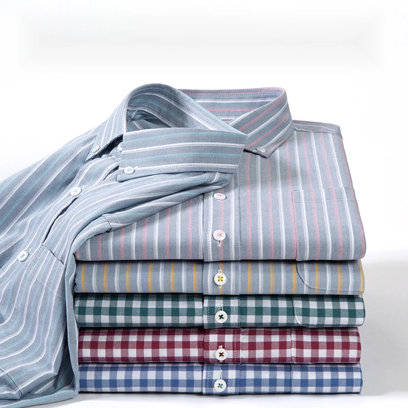 【专柜直发】秋季男士全棉牛津纺衬衣条纹短袖长袖休闲亲肤商务衬衫