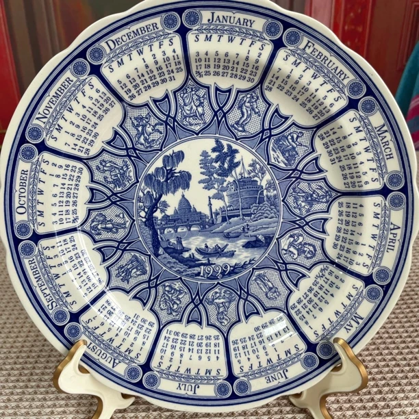 欧瓷中古青花画片复古陶瓷老物件盘