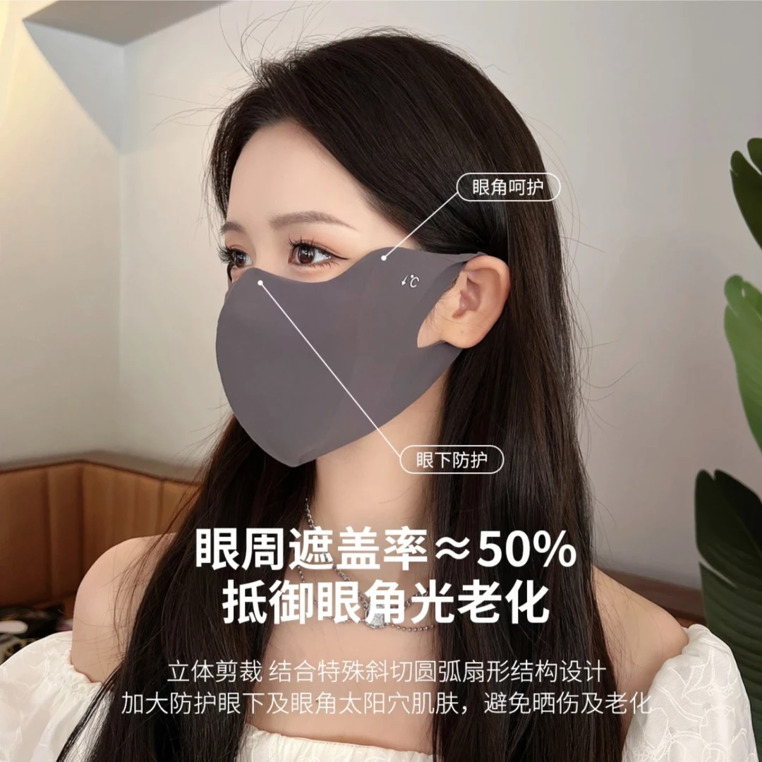 【陌野】2024新款夏季薄款立体冰丝防晒口罩防紫外线透气渐变护眼角