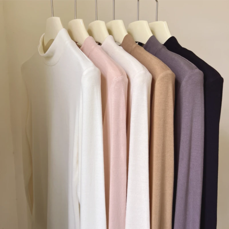 棉花感半高领打底衫女时尚秋冬新款高领小立领纯色保暖百搭女士