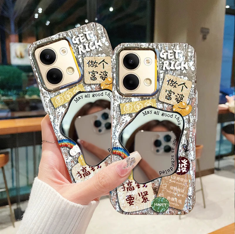做个富婆岩石镜面壳oppo reno9系列手机壳防摔女款创意保护壳