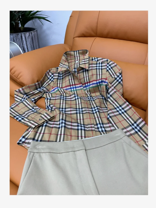 【小小彬欧货】37欧货剪标显瘦气质时尚格纹衬衣