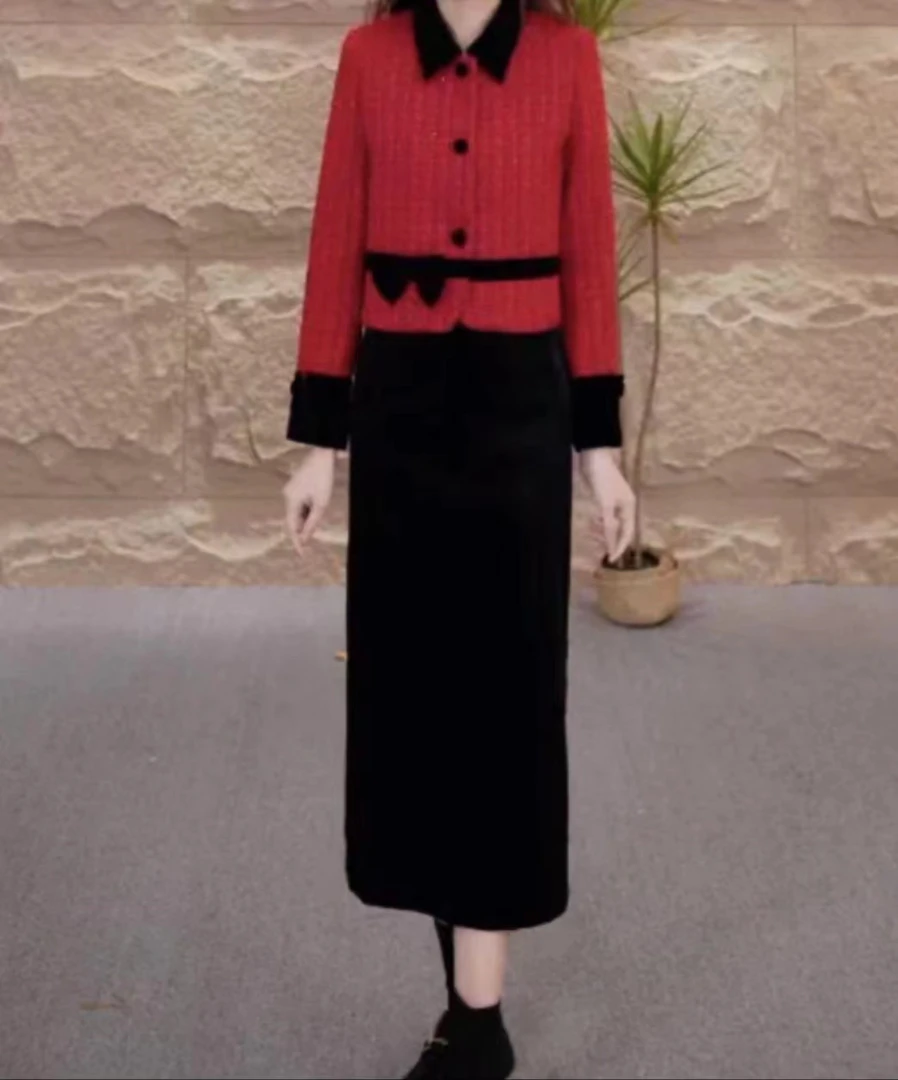 8888-思思家精选小香风套装秋冬名媛气质时尚加厚