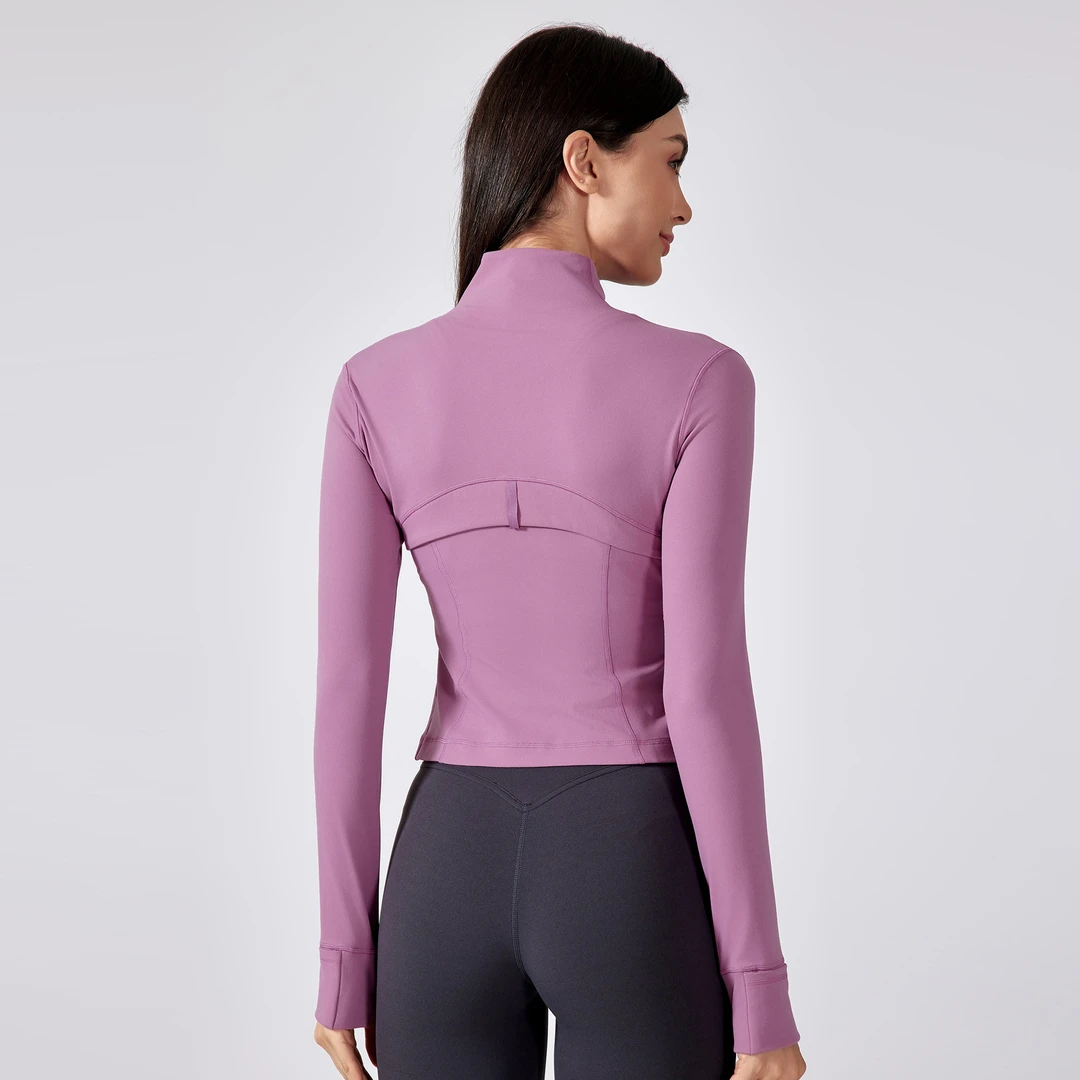 DeFine女健身服户外跑步套装运动开衫普拉提夹克上衣DAW177短款