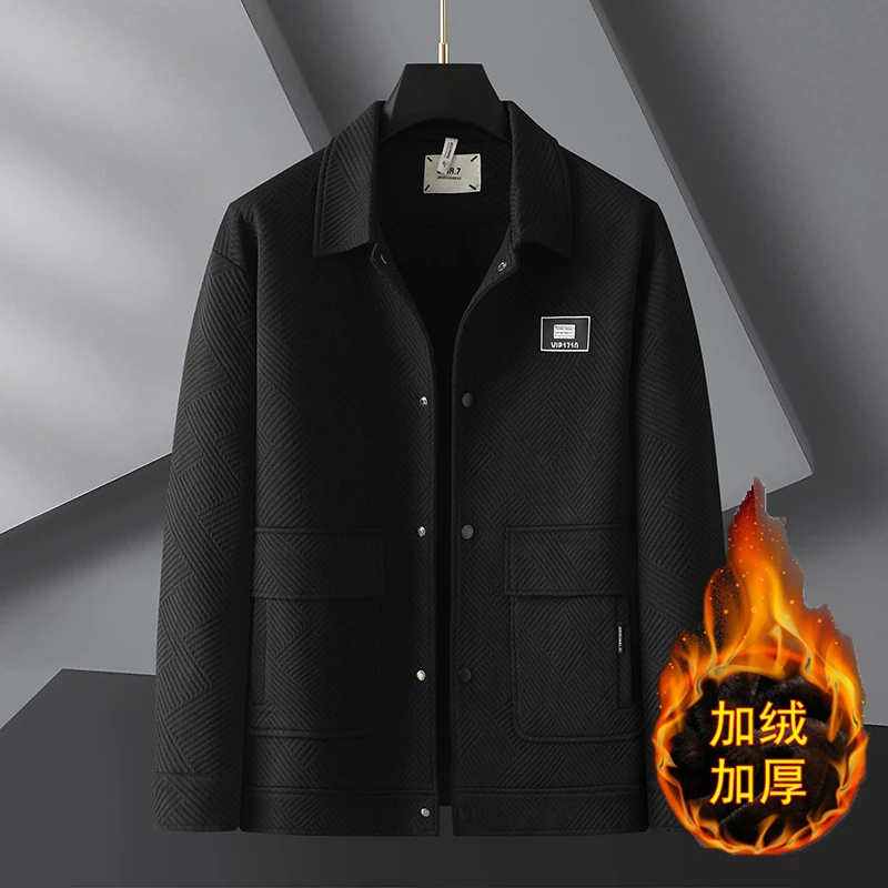 翻领大码男士加肥工装男外套行政夹克厚款工装保暖休闲二棉夹克