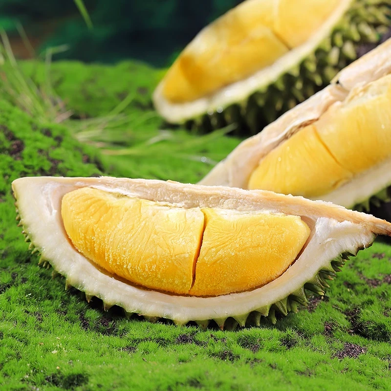 现剥马来西亚猫山王榴莲D197与黑刺D200 果肉