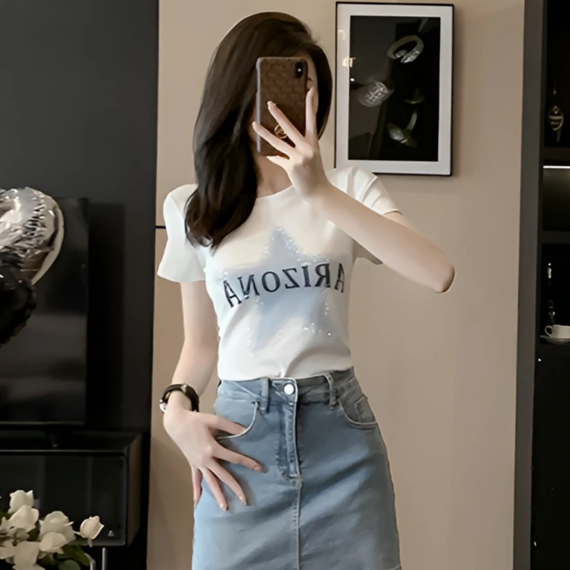 2025夏季新款短款气质小个子显瘦洋气百搭白色T恤女短袖时尚上衣