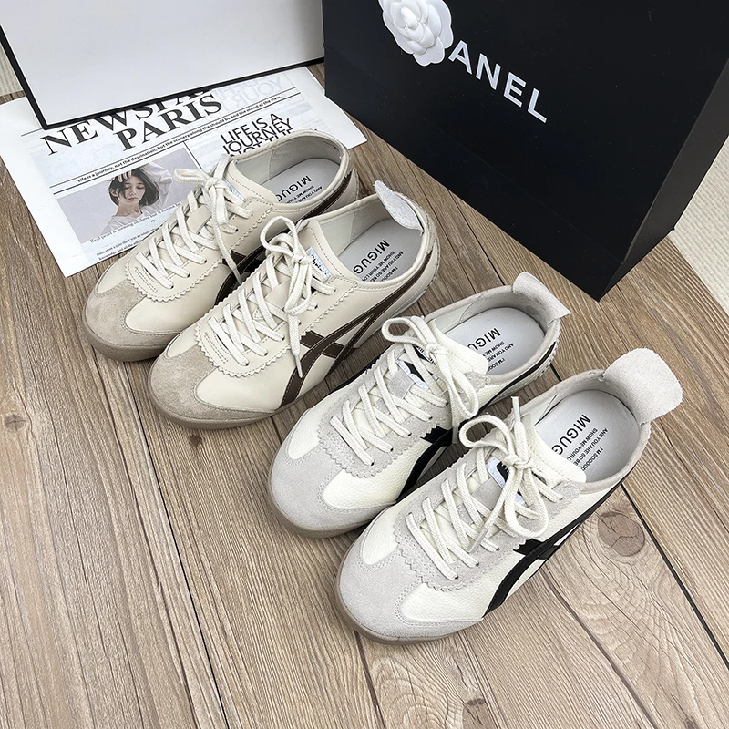时尚潮流软 真皮小白鞋女春秋冬平底复古学生休闲板鞋百搭运动ins