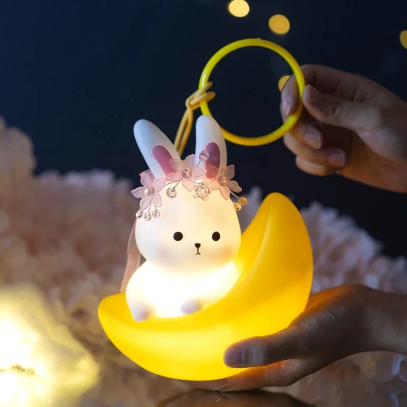 2024新款中秋节兔子灯笼成品diy国风小夜灯儿童手提花灯创意礼物
