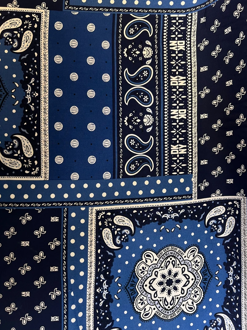 【遇锦】精梳绵绸面料蓝色腰果花.NO142,不支持七天无理由