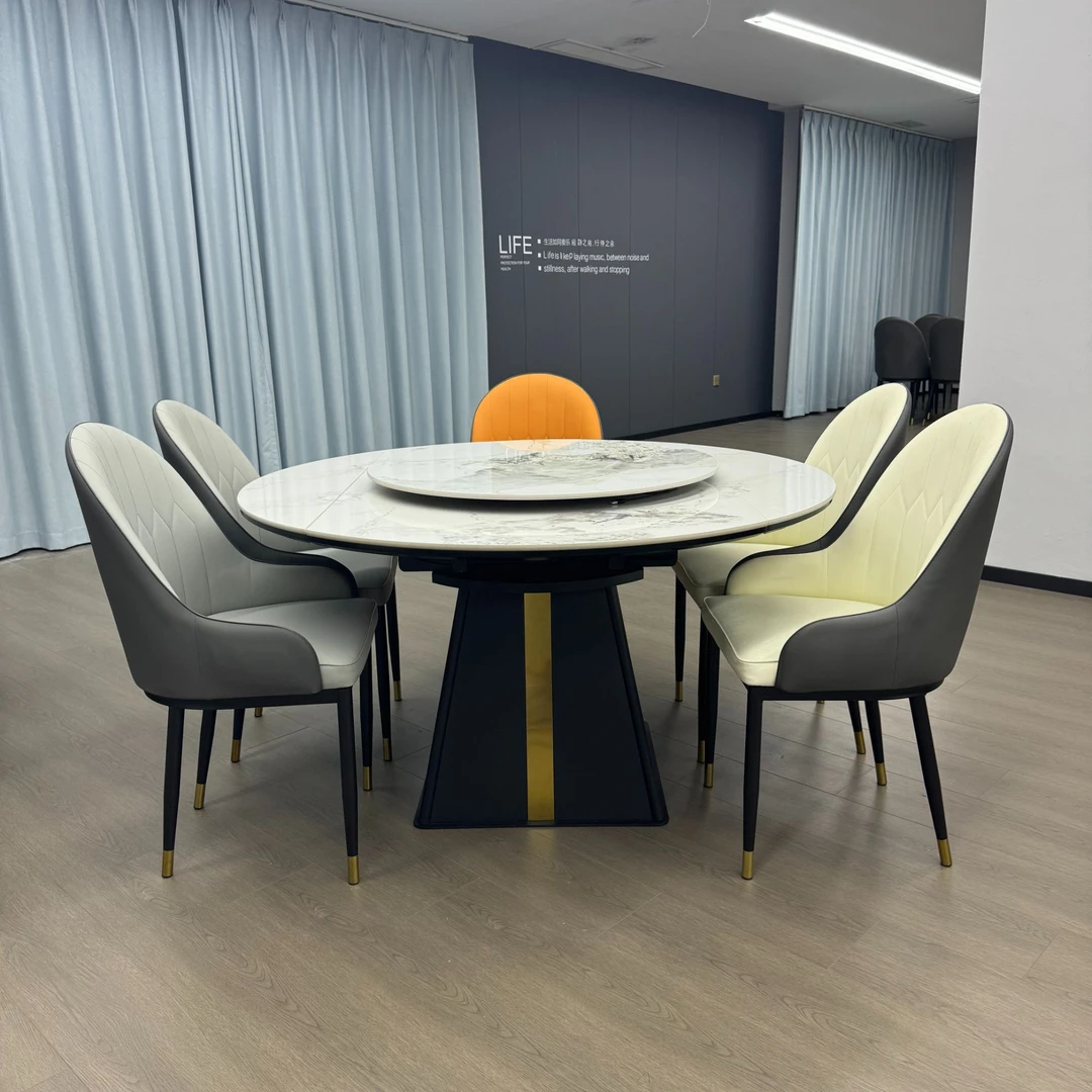 现代轻奢岩板可伸缩两用型餐桌家用简约餐厅饭桌子北欧意式吃饭桌