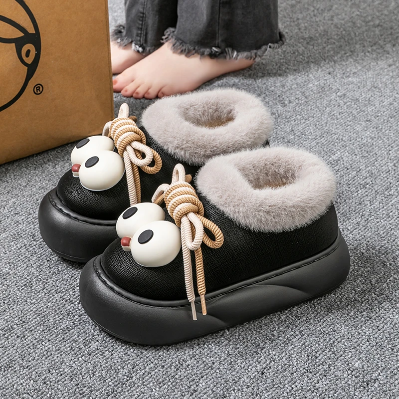 可爱卡通时尚休闲百搭棉鞋女2025新款防水防滑外穿棉鞋女秋冬甜妹