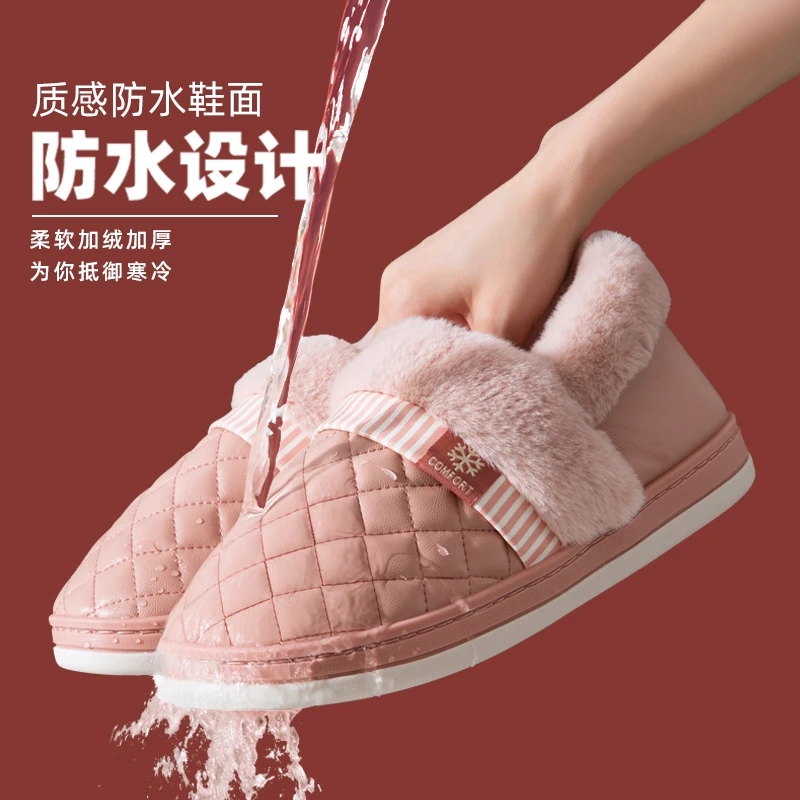 月子鞋女防滑产后棉拖鞋家用加绒防水保暖秋冬季包跟室内家居厚底