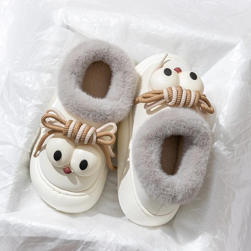 卡通时尚休闲百搭冬季保暖鞋子女款加绒加厚保暖防滑防水耐磨棉鞋