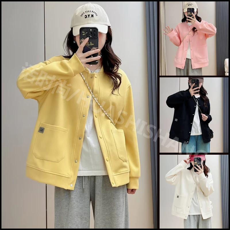 大码女装减龄立领长袖开衫外套女秋季新款宽松显瘦小个子棒球服