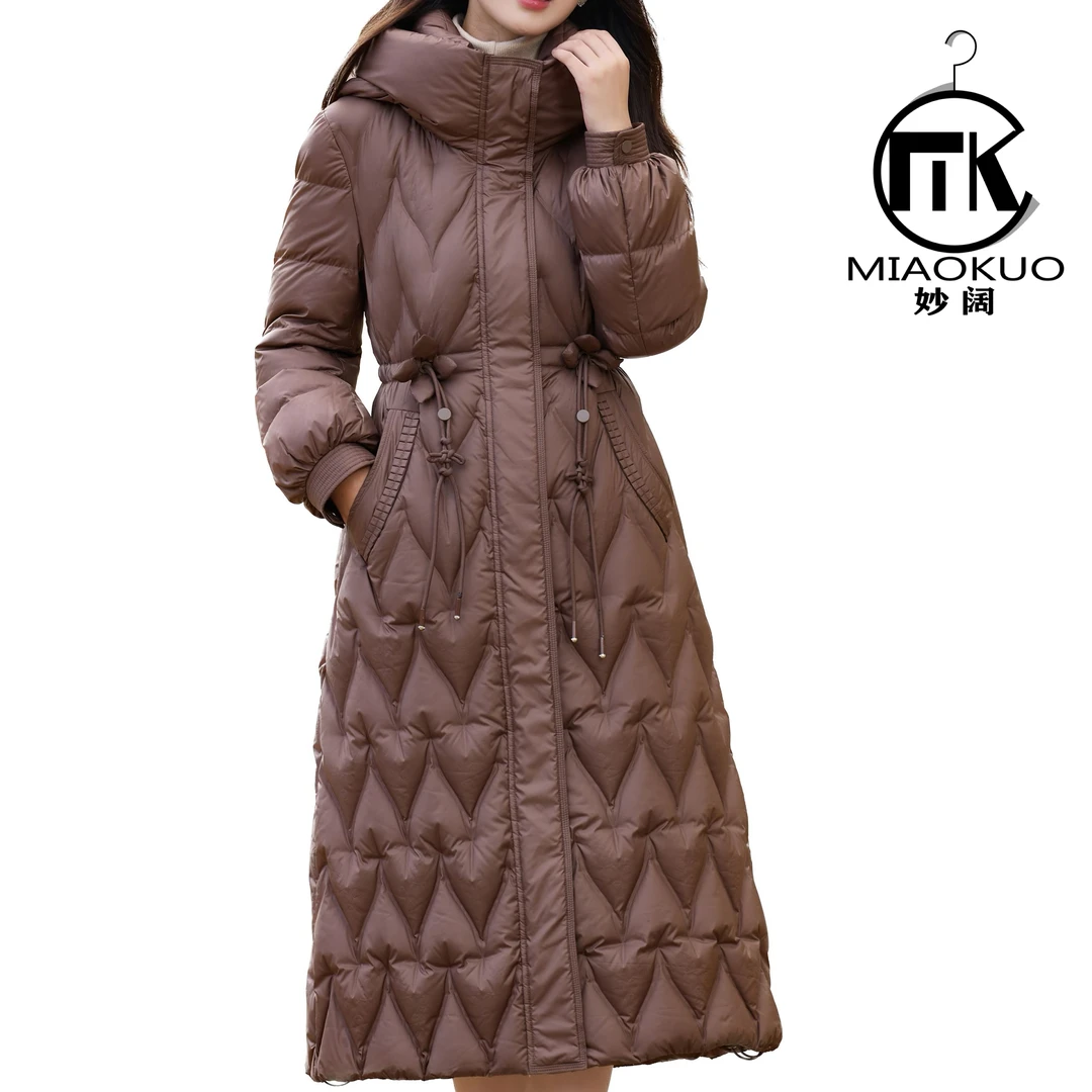 37-071#原创花朵收腰中国结盘扣90白鸭绒羽绒服气质优雅高品质