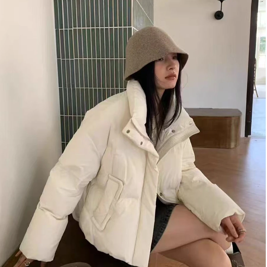 2024秋冬新款保暖短款立领宽盖面包款羽绒服JWH122