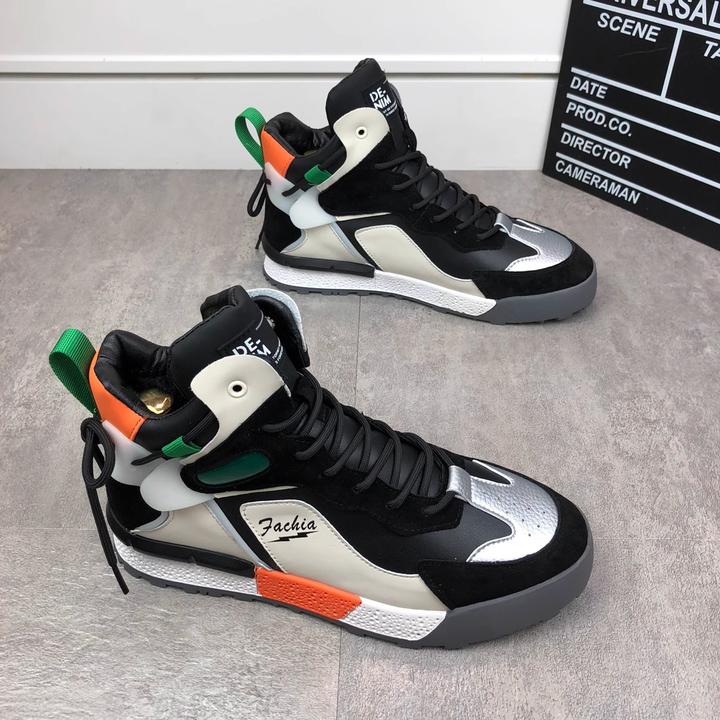 2024冬季新款男士鞋子高帮加绒保暖厚底时尚休闲鞋增高板鞋潮男鞋