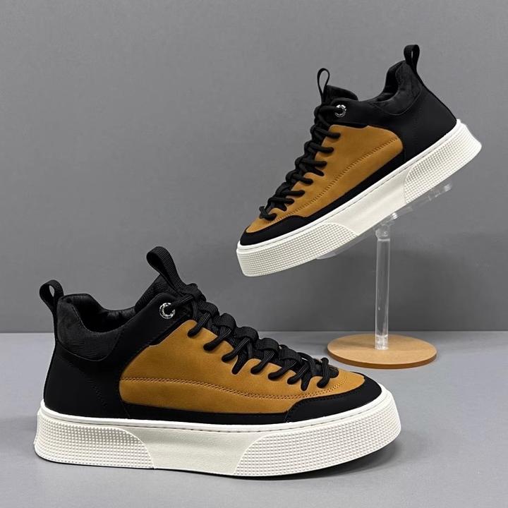 男鞋2024冬季新款加绒保暖高帮休闲板鞋舒适轻便软底拼色运动鞋男