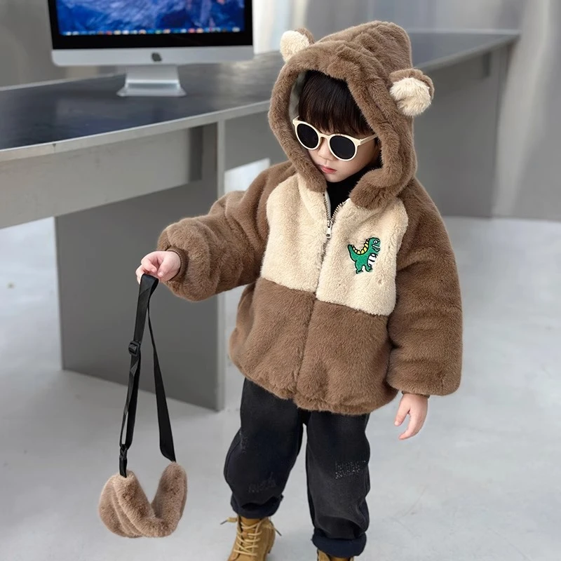 儿童毛毛衣男童摇粒绒外套秋冬款2024新款男孩宝宝冬装羊羔绒上衣