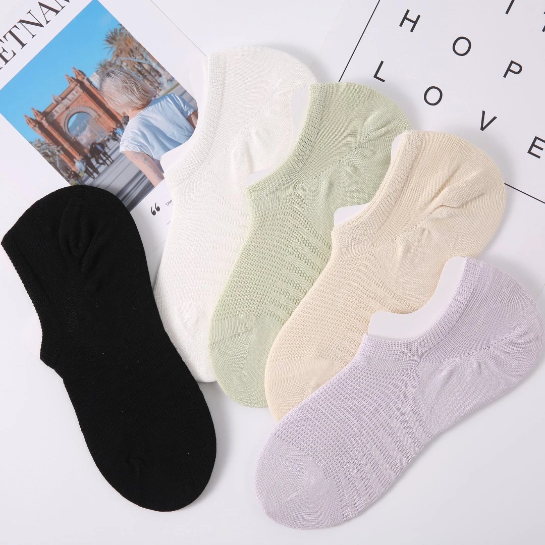袜子女船袜纯棉透气无骨夏秋款防滑不掉跟网眼防臭浅口隐形袜ins