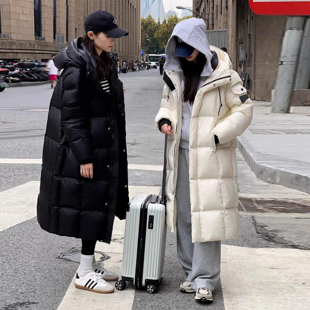 Z冬季大被子加厚长款宽松时尚黑金面包服连帽防风复古过膝