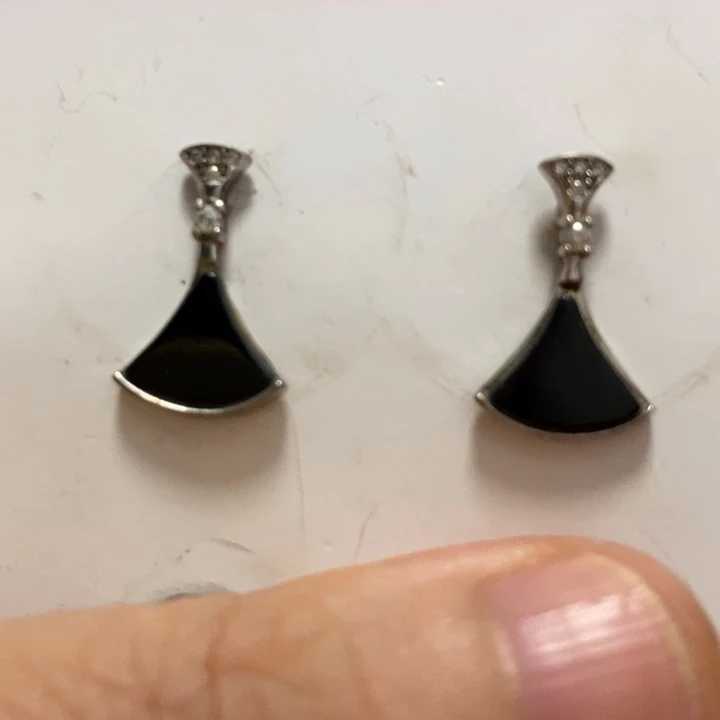 翡翠耳饰银S925镶嵌墨翠