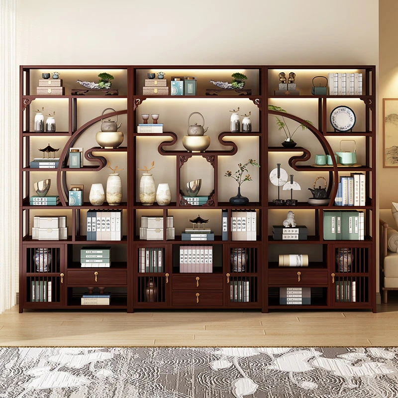博古架茶柜创意置物架新中式多宝阁客厅高档摆件工艺品茶叶置物架