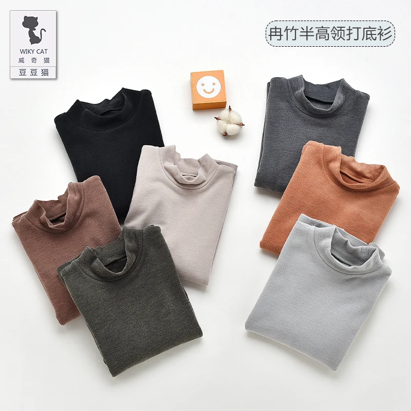 超值福利威奇猫冉竹磨绒保暖中领儿童成人亲子打底衫长袖T恤