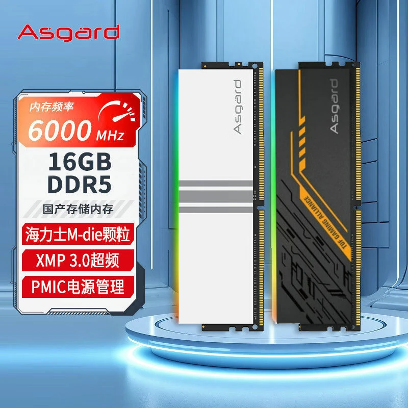Asgard/阿斯加特16GB DDR5 6000 电脑内存条 RGB灯效 海力士颗粒