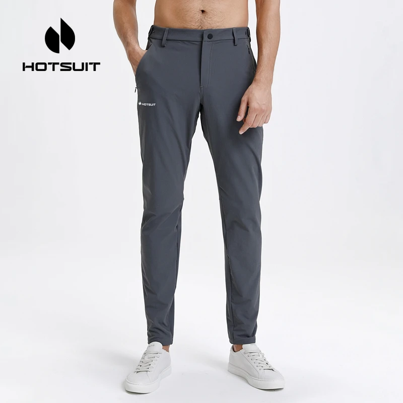 hotsuit后秀通勤裤男士长裤2025新款春季休闲直筒运动针织弹力裤