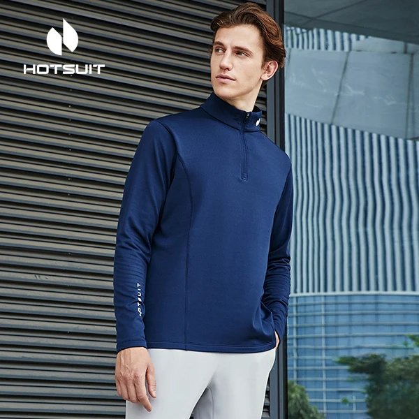 HOTSUIT/后秀格粒绒长袖T恤男半高领秋季新款简约内搭打底衫情侣