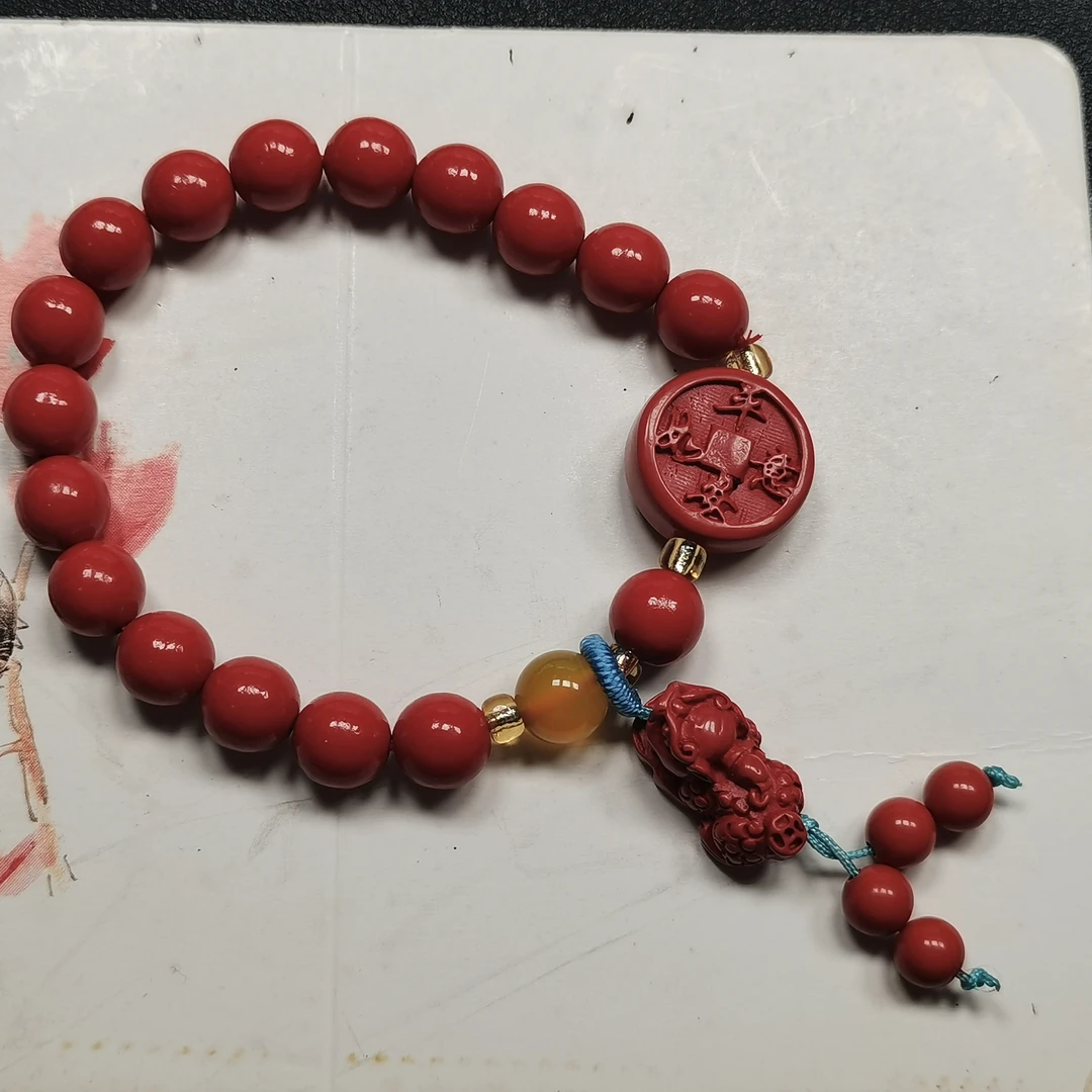 天然辰砂天然朱砂貔貅手串皮丘多宝女士手链本命年男七夕礼物
