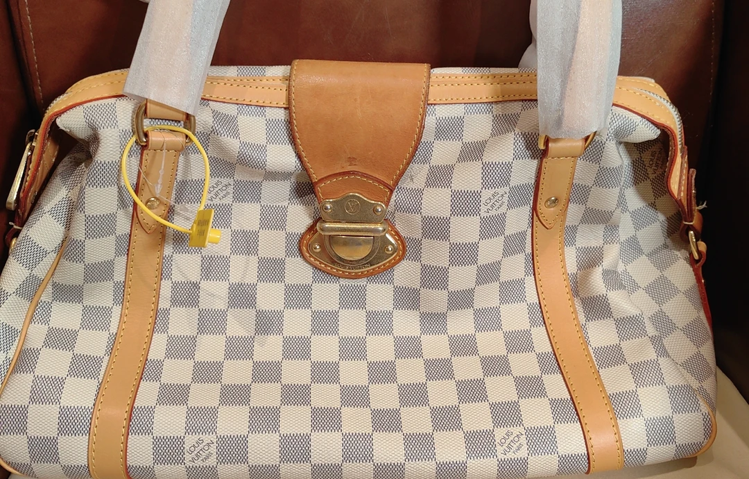 95新 LouisVuitton/路易威登 lv白棋盘格南瓜托特