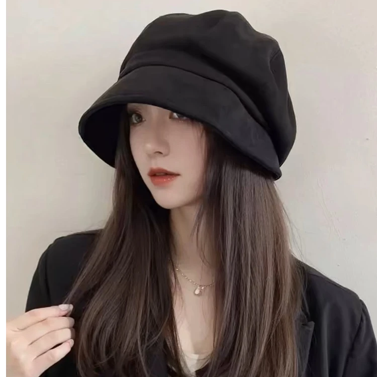 f4046 贝雷帽子女春秋季新款大头围显脸小堆堆帽渔夫时尚百搭