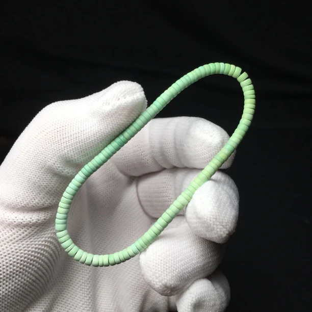 原矿绿松石菜籽黄直切手串3.5mm正宗郧西天然菜籽黄药片单圈