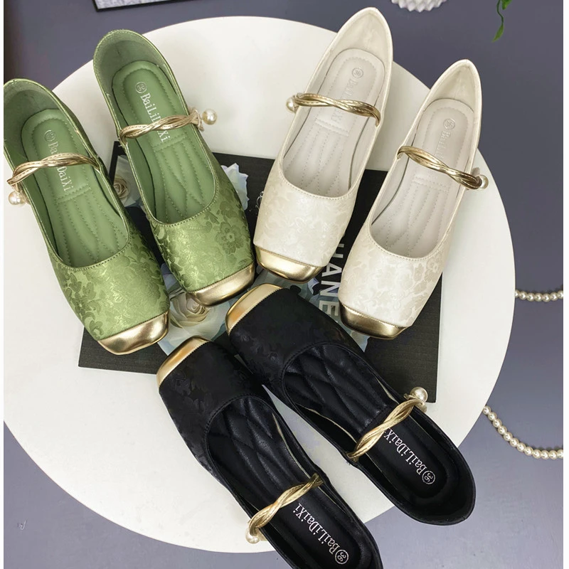 秋季新品2024新中式国风玛丽珍单鞋女平底一字带方头浅口百搭春季