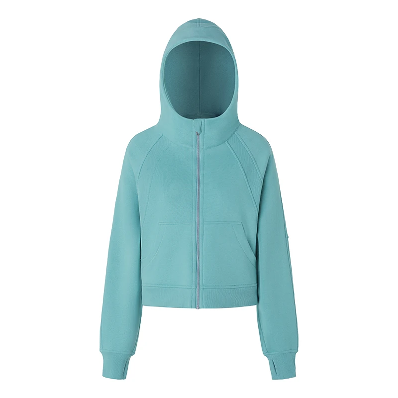 健身户外休闲短款加绒运动全拉链连帽卫衣DAW004